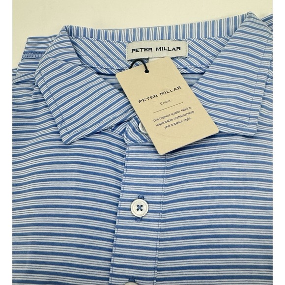 NWT Peter Millar Triple Stripe Pima Cotton Golf Polo Shirt MRTM